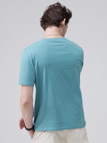 Image of TURMS Men's Casual Solid Round Neck T-Shirt, Odor Control, Stretchable & Breathable, Cotton Rich Fabric, Half Sleeve
