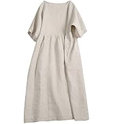 [Ｍｉｎｅｓａｍ] 綿麻ワンピース レディース リネンワンピース 夏 ロングワンピース 半袖 ナチュラル ワンピース 大人 可愛い 体型カバー 春夏秋