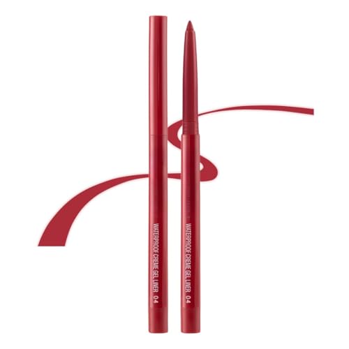 ONarisae eye liner pencils no budge retractable eyeliner Sharpenable Multi-Use Longwear eyeliner pen Shimmer Red