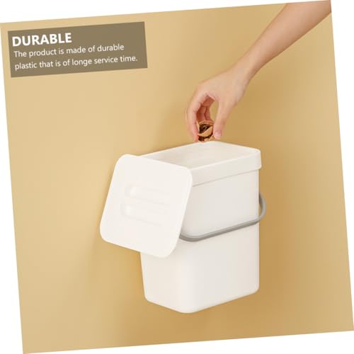 Caneca de basura de pared con tapa 3L plástica blanca miniatura 4