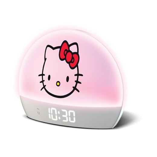 Hello Kitty Sunrise Alarm Clock - Multicolor Lights, USB Charging, LED Display, and Snooze Function