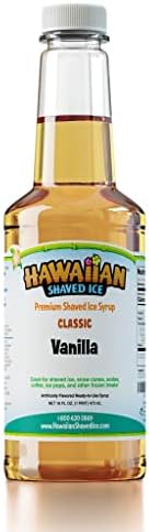 Hawaiian Shaved Ice Syrup Pint, Vanilla, Great for Slushies, Italian Soda, Popsicles, & More, No Refrigeration Needed, Does Not Contain Nuts, Soy, Wheat, Dairy, Starch, Flour, or Egg Products