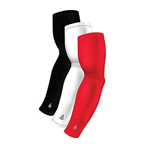 3 Arm Sleeves For Men Women Youth Sports - White