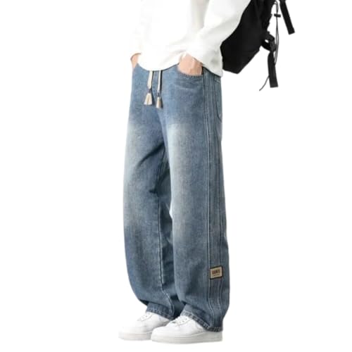 Men's Straight Loose Wide-Leg Jeans Korean Style