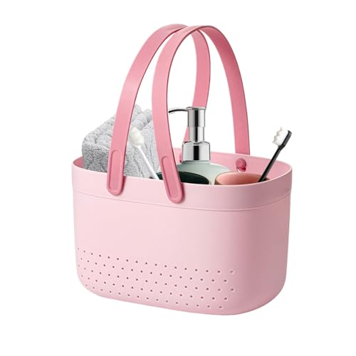 Birtern Cesta de aseo de baño | Organizador de ducha con asas | Cesta de ducha portátil, caja de almacenamiento con asas para dormitorio universitario, organizador de almacenamiento de baño