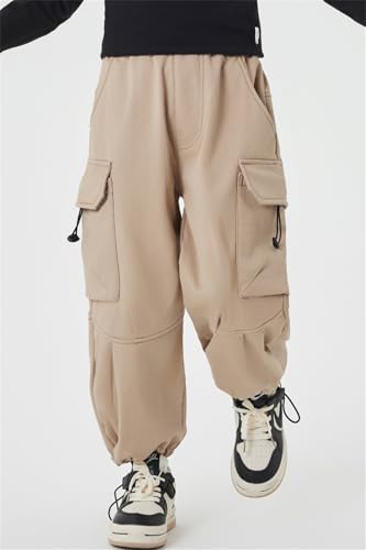 SANGTREE Boys Winter Warm Fleece Lined Cargo Pants, 3-14 Years3