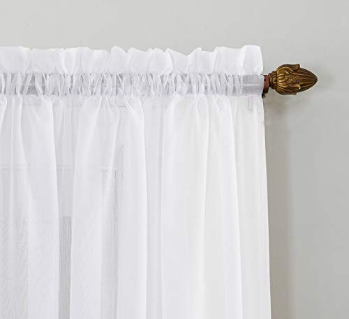 No. 918 Calypso Sheer Voile Rod Pocket Curtain Panel, 59" X 84", White #TOP1