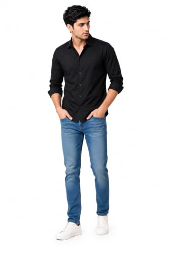 Image of Youth First Men's Cotton Blend Casual Shirt for Men | Regular Fit Solid Full Sleeve | Soft Comfortable Button-Down Collared Shirt for Office, Casual, Party & Formal Wear