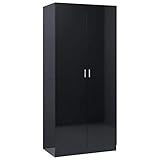 pax kleiderschrank schwarzbraun Material: Spanplatte vidaXL Kleiderschrank mit 2 Türen Garderobenschrank Garderobe Schrank Dielenschrank Schlafzimmerschrank Hochglanz-Schwarz 80x52x180cm Spanplatte