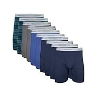Gildan Men's Underwear Boxer Briefs, Multipack, Mixed Navy (10-Pack), Medium