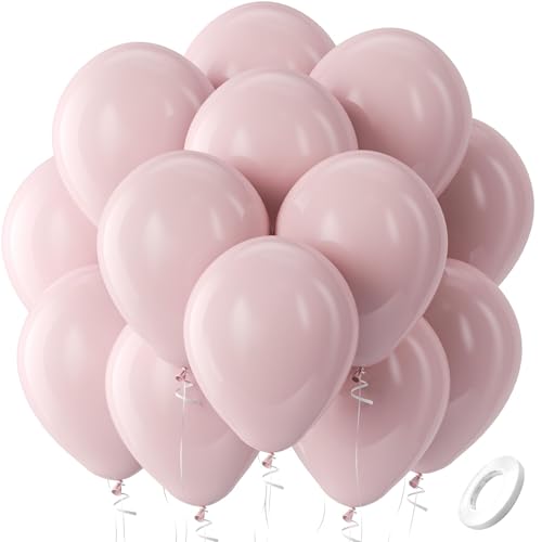 Bezente Dusty Pink Balloons Latex Party Balloons - 100 Pack 12 inch Round Helium Boho Blush Lilac Retro Pink Balloons for Graduation Anniversary Bachelorette Gender Reveal Princess Party Decorations