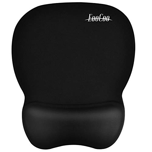         EooCoo Alfombrilla de Ratón con Reposamuñecas de Gel, Base de Silicona Antideslizante y Superficie sedosa, 4mm - Negro       