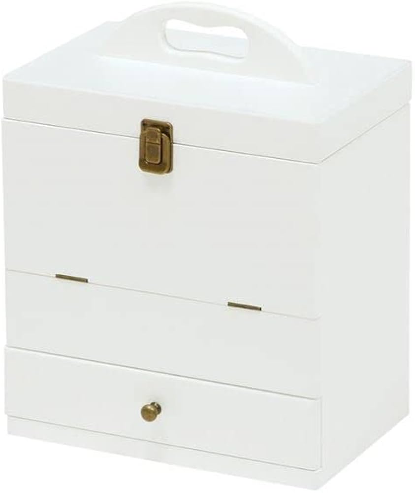 Amazon.co.jp: 三面鏡付 コスメボックス/メイクボックス 【ホワイト