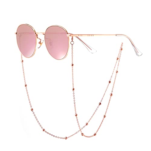 Image of Veda Tinda Vision Round Sunglasses for Women 70s Trendy Retro Oversized Womens Circle Shades UV Protection with Glasses Chain