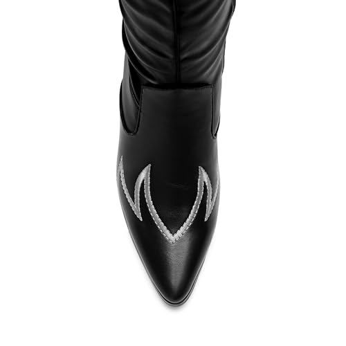 DREAM PAIRS Western Cowboy Boots Over The Knee Western Cowgirl Boots Women Thigh High Boots,Size 6.5,Black,SDOB2401W