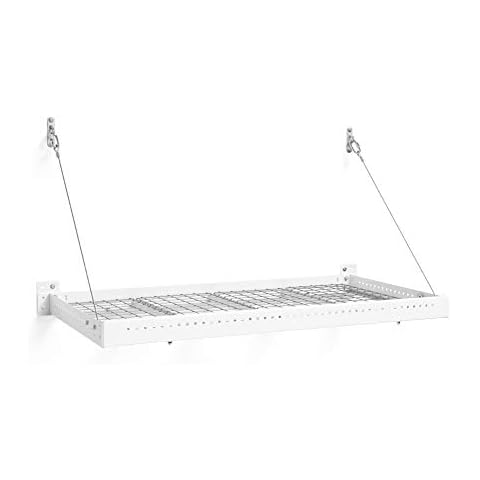 NewAge Products Pro Series White 2 ft. x 4 ft. Wall Mounted Steel Shelf (Set of 2), Garage Overheads, 40411 Cover