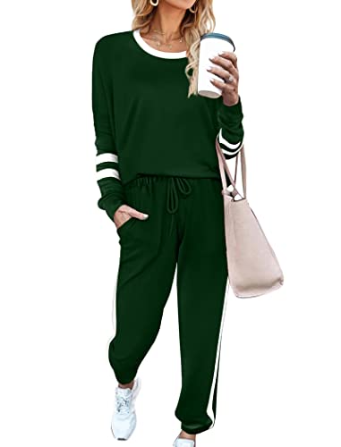 Image of Aloodor Sweatsuit for Women 2 Piece Outfits for Womens Crewneck Sweatshirts Pullover