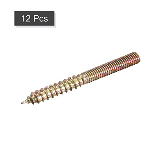 Image of uxcell M5x50mm Hanger Bolts, 12pcs Double Ended Thread Dowel Screws for Wood Furniture Connecting