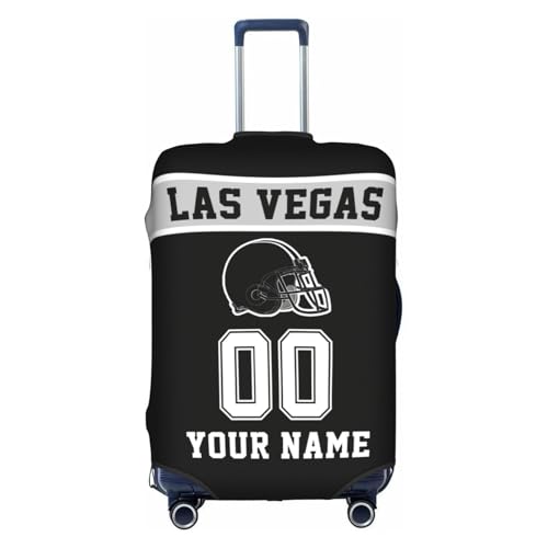 Image of Custom Las Vegas Luggage Cover Personalized Football Style Suitcase Cover with Name Number Customized Washable Elastic Sports Travel Suitcase Protector for Business Vacation Gifts