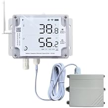 Thermometer Hygrometer, Wireless Temperature Data Logger, Remote Humidity Monitor for Refrigerated Truck Free App Email Alarm, IFTTT 2.4GHz only GS1-AETH1RS + CO2 Probe