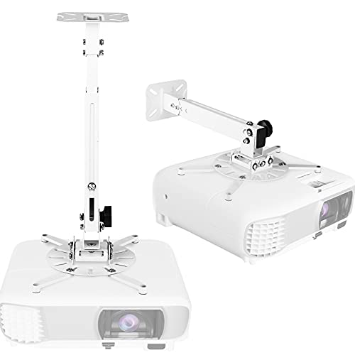 Universal Projector Ceiling Mount or Wall Mount Bracket for Epson, Optoma, BenQ, Viewsonic LCD/ DLP Projectors, 25” Extension Pole, 44lb Load Capacity