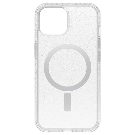 OtterBox iPhone 15, iPhone 14, and iPhone 13 Symmetry Series Clear Case - Stardust (Clear/Silver), Snaps to MagSafe, Ultra-Sleek, Raised Edges Protect Camera & Screen