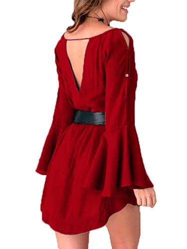 VESTIDO CURTO FEMININO MANGA FLARE 204 (VERMELHO, PP)