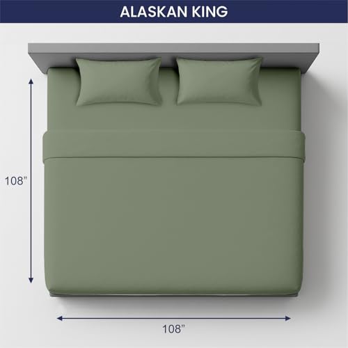 Image of SGI Bedding 108 inchx108 inch 4 Pc Alaskan King Sheet Set 600 TC 12 inch Deep, Moss