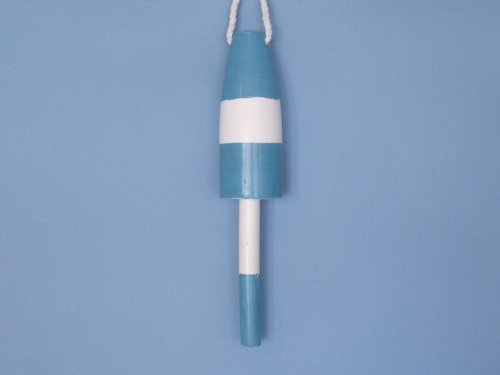 Hampton Nautical Wooden Light Blue Cape Rock Lobster Trap Buoy, 15" #TOP2