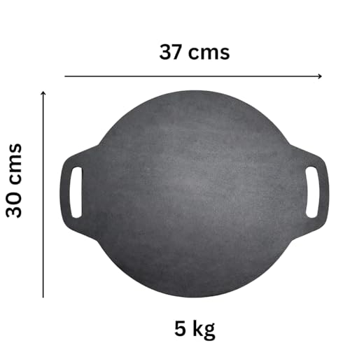 Image of Pure Iron Dosa Tawa, 12 Inch, 8mm Thick, Fully Seasoned, Naturally Non-Stick, Flat Borderless Design, 30 cm, 5 kg (8 mm (5kg) Natural Black)