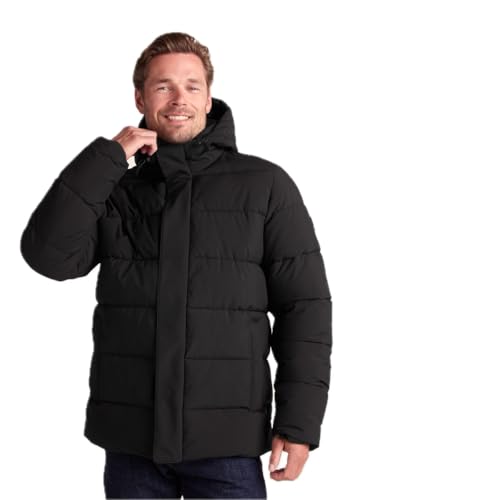 TOG24 Tunnard Mens Insulated Jacket, Quilted Winter Coat for Men, Warm Windproof Hooded Padded Thermal Jacket with Zip Pockets Black XL