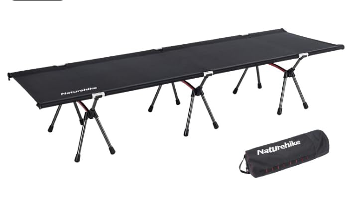 Naturehike Camping Cot Dual-Height 7-Series Aluminum Frame Removable Support Rods Durable Oxford Fabric Supports 150kg Lightweight & Portable for Outdoor Use