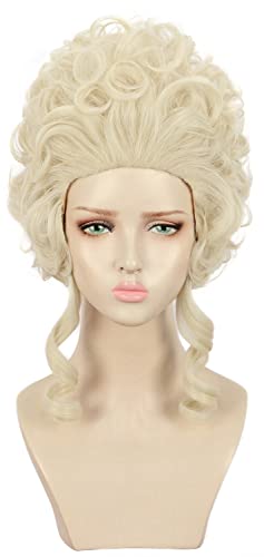 Perruque courte bouclée blonde coloniale femme costume vintage cosplay 18ème siècle