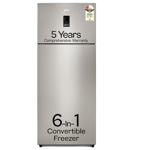 Image of Godrej 436 L 2 Star 5 Years Comprehensive Warranty with AI Tech 6-In-1 Convertible Freezer, Inverter Frost Free Double Door Regalis Refrigerator (RF EON 438B RCI CH GD, Champagne Gold)