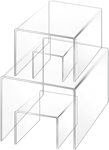 Set of 4 Acrylic Risers Display, SourceTon Clear Cake Stands Jewelry Display Riser Shelf Showcase for Candy Dessert Table Decorations-3", 4", 5", 6