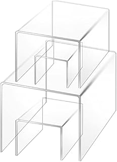 Set of 4 Acrylic Risers Display, SourceTon Clear Cake Stands Jewelry Display Riser Shelf Showcase for Candy Dessert Table Decorations-3", 4", 5", 6