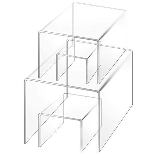 SourceTon - Set di 4 alzatine in acrilico, per decorare la tavola da dessert e caramelle, 7,6 cm, 10,2 cm, 12,7 cm, 15,2 cm