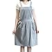 Barrageon Mujeres Largo Delantales 2 Bolsillos Correas Ajustable Algodón Cafetería Restaurante Vintage Barbacoa Bar Arreglos Florales Cafetería Cocinar Hornear Ropa de Trabajo Unisexo (Gris)