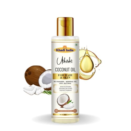 Image of Khadi Coconut Oil For Skin & Hair 100ml | Pure & Natural Oil for Hair Growth & Nourishing Skin Care | Non Sticky, Paraben & Mineral Oil Free | For All Hair Types | Daily Use for Men & Women