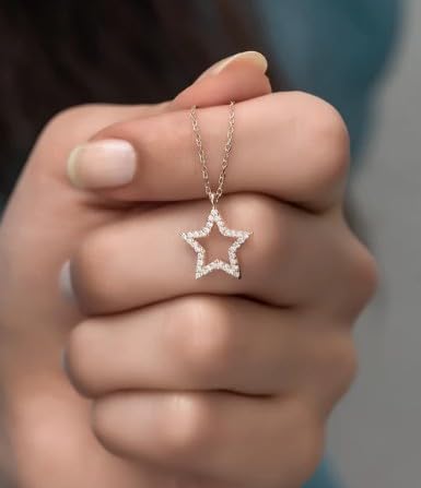 Image of Zarkan 925 Hallmark Silver Twinkle Star Necklace | Rhodium plated | Beautiful Gift for women and Girls