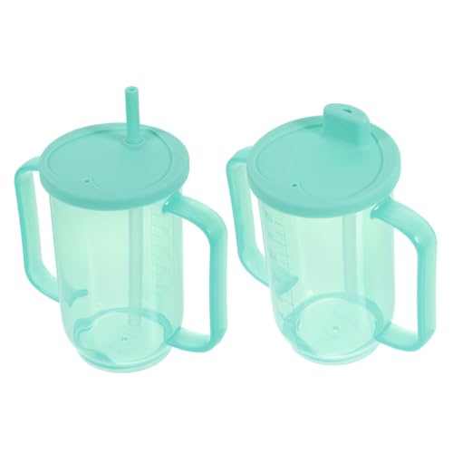 SHERCHPRY Lot de 2 Gobelets Ergonomiques pour Personnes Âgées Gobelet en Plastique Anse Adapté pour Convalescence et Alimentation Facile à Utiliser Anti-Éclaboussures Malades