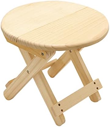 phsmoo Footstool Camping Stool Solid Wood Pine Portable Folding Outdoor Stool Suitable for Indoor and Outdoor