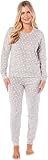 KATE MORGAN Womens Pyjamas Warm Fleece Pyjamas for Women Sets Pjs S-XL | Soft Twosie Pyjama Set for Ladies Gifts for Her GREY STAR L