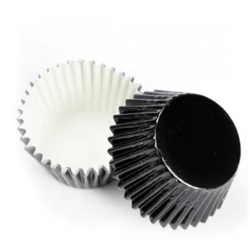 Beatifufu 100 Piezas Unidades Moldes Aluminio para Cupcakes Mini Moldes Hornear Bizcochos Resistentes Negro Pack
