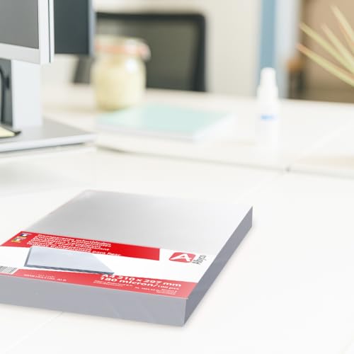 Albyco Klarsicht Einbanddeckel, Deckblatt, PVC Deckblätter, Klarsichtfolie - Transparent PVC, Format DIN A4, 210 x 297 mm, 0,18 mm/180 micron, Glänzend, pro 100 Stück