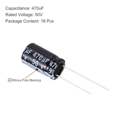 QUARKZMAN 470uF 50 V 10 x 17 mm kondensator elektrolityczny, złącza promieniowe, aluminiowe kondensatory do telewizorów, monitora LCD, VCD, 18 szt