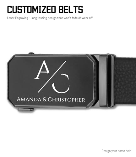 Personalized Men's Leather Ratchet Belt - Custom Engraved For Husbands, Dads & Groomsmen2