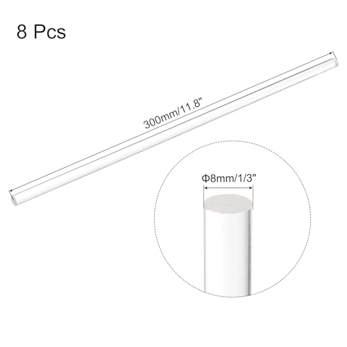 Image of MECCANIXITY 8pcs Acrylic Round Rods 5 /16 inch x 12 inch Clear Acrylic Dowel Rods Sticks Plastic Sticks Strip for DIY Crafts Lighting Gardening Decoration - 8mm x 300mm