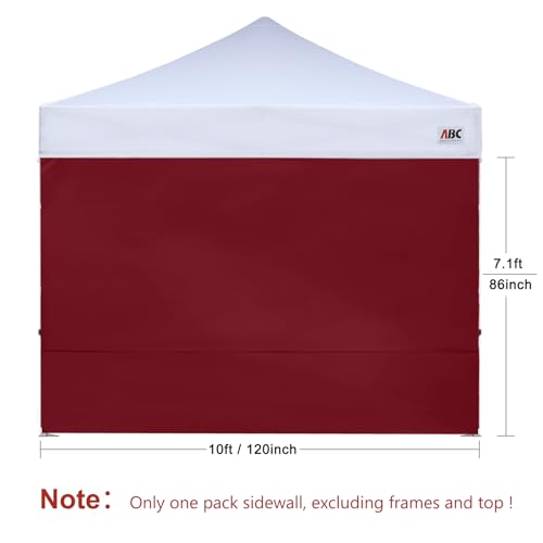 Image of ABCCANOPY Instant Canopy SunWall 10x10 FT No Frame or Top, Burgundy