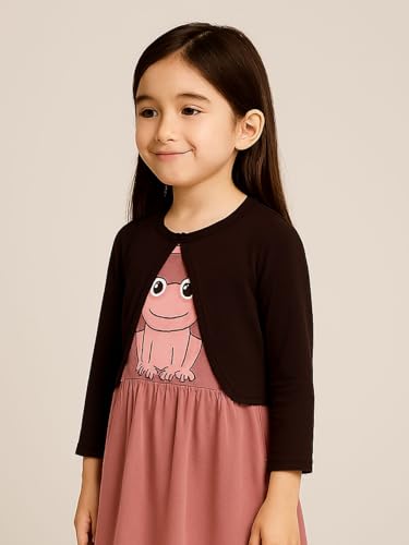 Image of KRYPTIC Kids Girls Crop Length Cotton Shrug - Soft Lightweight Open Front Layer for Stylish Everyday Wear Casual Outfits